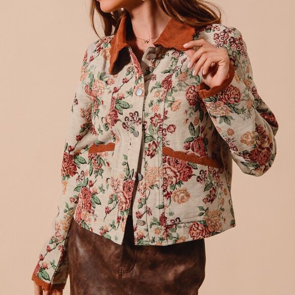 SO ME Floral Tapestry Button Up Jacket - Picture 3 of 11